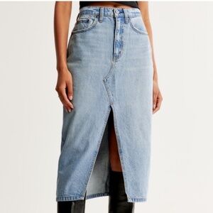 abercrombie and fitch denim skirt high rise women’s 29 8p petite nwt jean midi